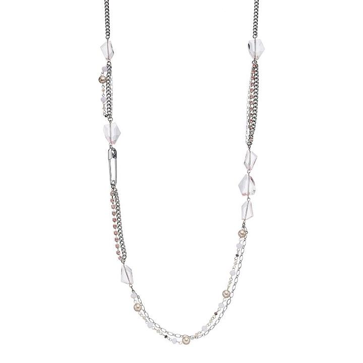 Simply Vera Vera Wang Long Safety Pin Pink Beaded Necklace, Women's, Light Pink