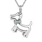 Sterling Silver Aquamarine And Diamond Accent Dog Pendant, Women's, Size: 18, Blue