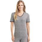 Women's Cuddl Duds Softwear Lace Trim Tee, Size: Xlrg Av/rg, Med Beige