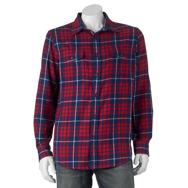Big & Tall Sonoma Goods For Life&trade; Classic-fit Plaid Button-down Shirt, Men's, Size: 3xl Tall, Dark Red