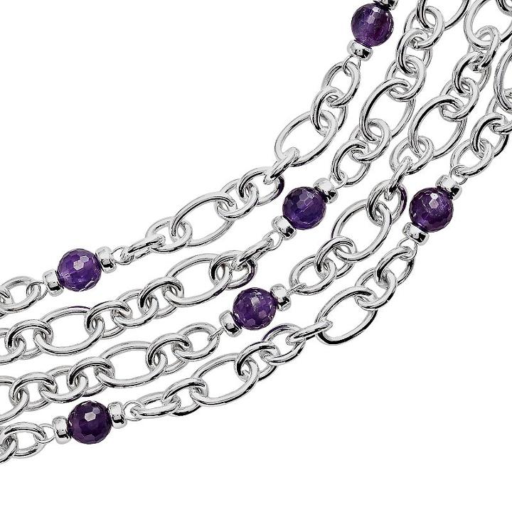 Lyric Sterling Silver Amethyst And Diamond Accent Multistrand Bracelet, Women's, Size: 7.5, Purple
