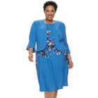 Plus Size Maya Brooke Floral Sleeveless Dress & Jacket Set, Women's, Size: 20 W, Dark Blue