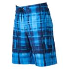 Men's Sonoma Goods For Life&trade; Plaid Stretch Swim Trunks, Size: Small, Med Blue