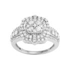10k White Gold 1 Carat T.w. Diamond Flower Halo Ring, Women's, Size: 8