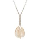 Beaded Feather Double Strand Y Necklace, Women's, Multicolor