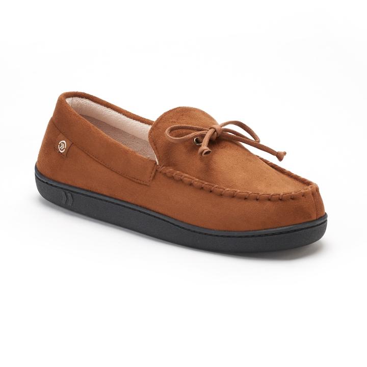 Men's Isotoner Microsuede Moccasin Slippers, Size: Large, Lt Brown