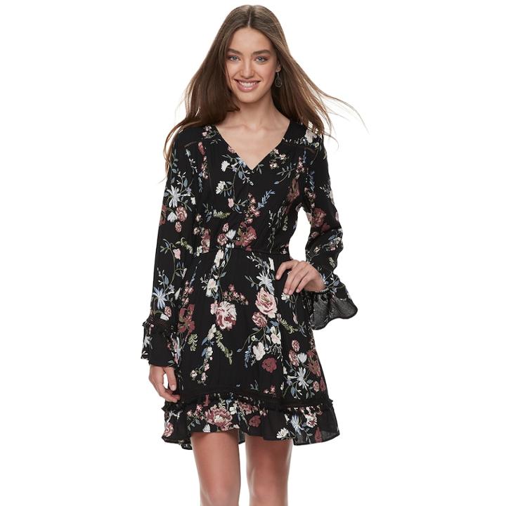 Juniors' American Rag Gauze Peasant Dress, Size: Xl, Black