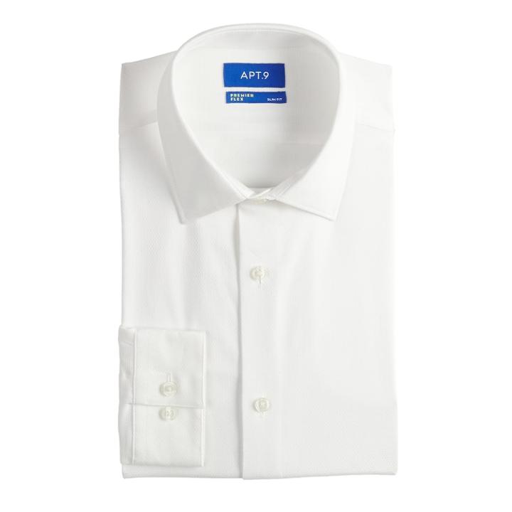 Men's Apt. 9&reg; Slim-fit Premier Flex Collar Stretch Dress Shirt, Size: 18 36/37, White