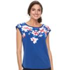 Women's Elle&trade; Printed Crepe Top, Size: Xxl, Blue (navy)