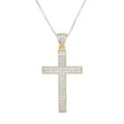 Gold Tone Sterling Silver 1/4 Carat T.w. Diamond Cross Pendant Necklace, Women's, Size: 18, White