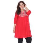 Plus Size White Mark Embroidered Smock Dress, Women's, Size: 3xl, Red