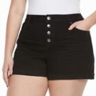 Juniors' Plus Size Mudd&reg; High-waist Midi Shorts, Girl's, Size: 22 W, Black