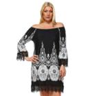 White Mark, Plus Size Print Off-the-shoulder Dress, Women's, Size: 1xl, Ovrfl Oth