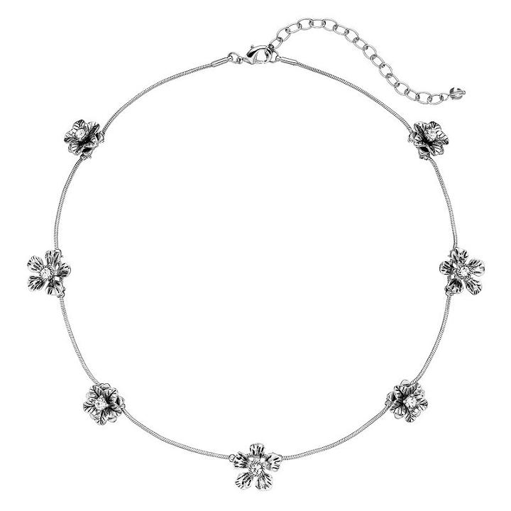 Napier Flower Station Necklace, Women's, Silver