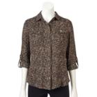 Women's Dana Buchman Roll-tab Camp Shirt, Size: Medium, Med Beige