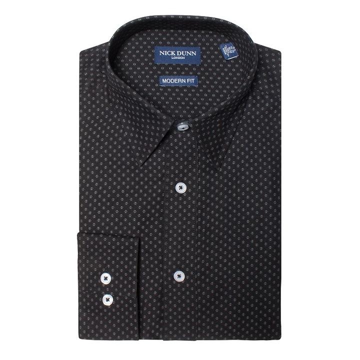 Men's Nick Dunn Modern-fit Dress Shirt, Size: L-34/35, Black
