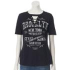 Women's Rock & Republic&reg; Lace-up Graphic Tee, Size: Small, Oxford