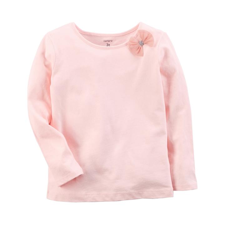 Girls 4-8 Carter's Tulle Bow Tee, Size: 4, Light Pink
