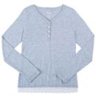 Girls Plus Size French Toast Scalloped Lace Henley, Girl's, Size: 18-20 Plus, Med Grey