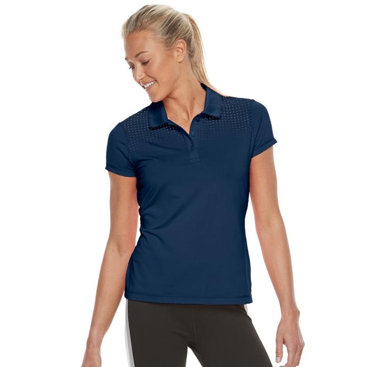 Women's Fila Sport&reg; Laser Cut Short Sleeve Polo, Size: Medium, Blue (navy)