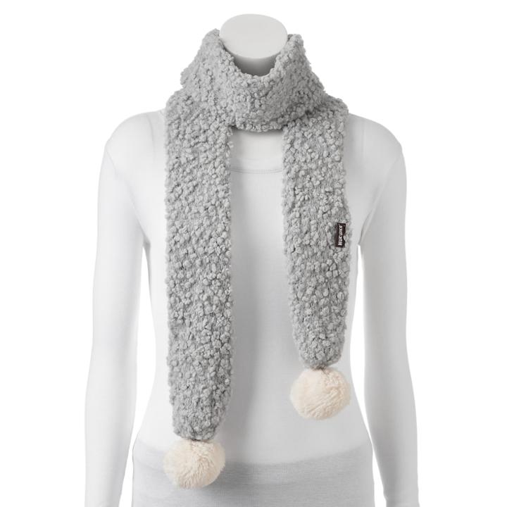 Muk Luks Pom Pom Long Skinny Scarf, Women's, Size: Fits Most, Dark Grey