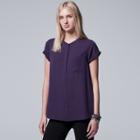 Women's Simply Vera Vera Wang Wavy Georgette Top, Size: Small, Drk Purple
