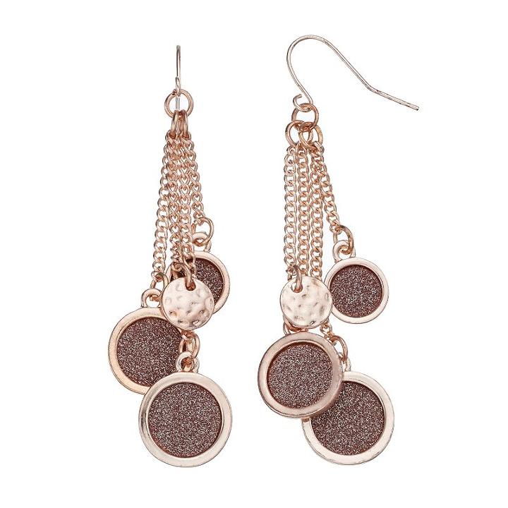 Nickel Free Glittery Disc Cluster Drop Earrings, Women's, Light Pink