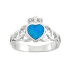 Lab-created Blue Opal Sterling Silver Claddagh Ring, Women's, Size: 9