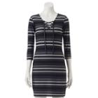 Juniors' Mudd&reg; Lace-up V-neck Bodycon Dress, Girl's, Size: Small, Black