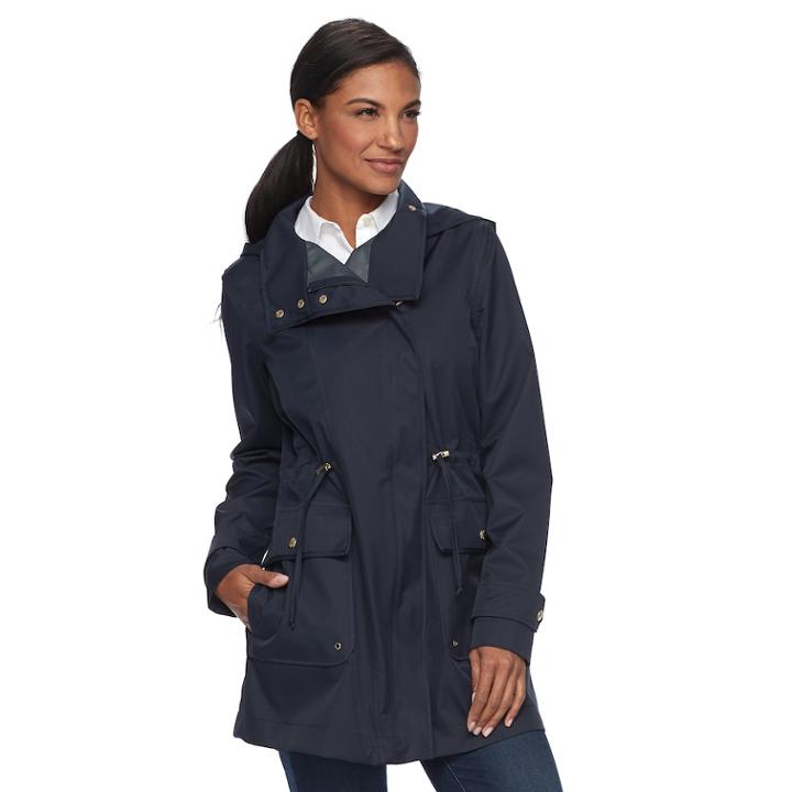 Women's Weathercast Hooded Performance Anorak Jacket, Size: Small, Blue (navy)