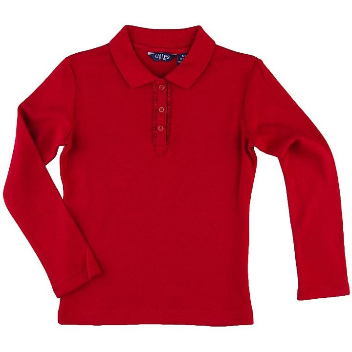 Girls 4-6x Chaps Ruffled Placket School Uniform Polo, Girl's, Size: Xl, Red Other