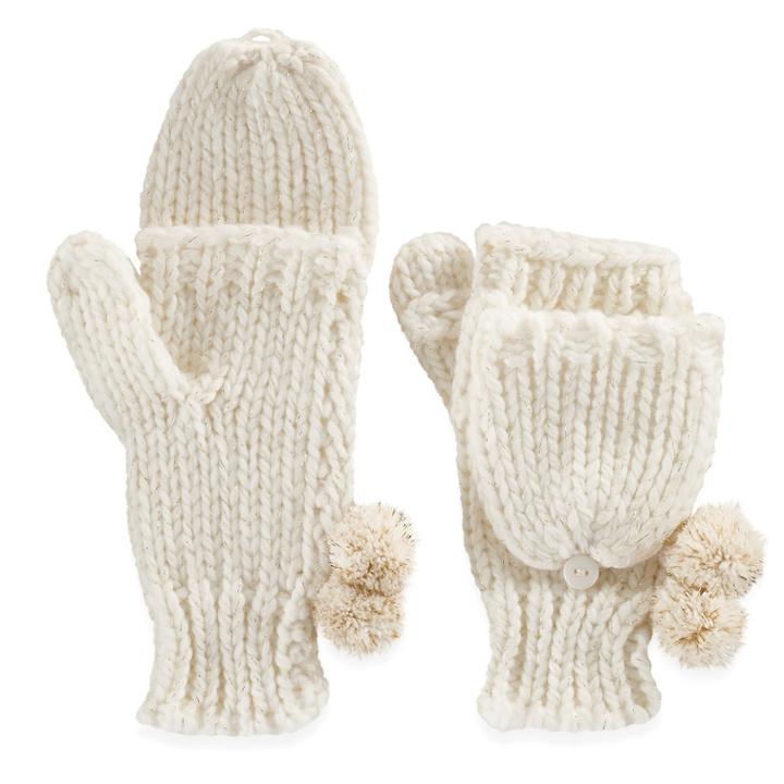 Women's So&reg; Firework Woven Flip-top Mittens, Natural