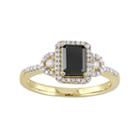 10k Gold 1 1/5 Carat T.w. Black & White Diamond Halo Engagement Ring, Women's, Size: 7