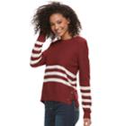 Juniors' Pink Republic Lace-up Striped Sweater, Teens, Size: Xs, Red/coppr (rust/coppr)