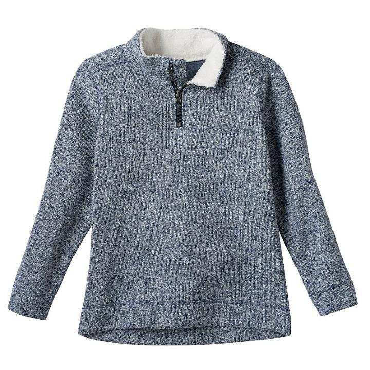 Boys 4-7x Sonoma Goods For Life&trade; Sherpa Collar Fleece-lined Pullover Sweater, Boy's, Size: 4, Blue