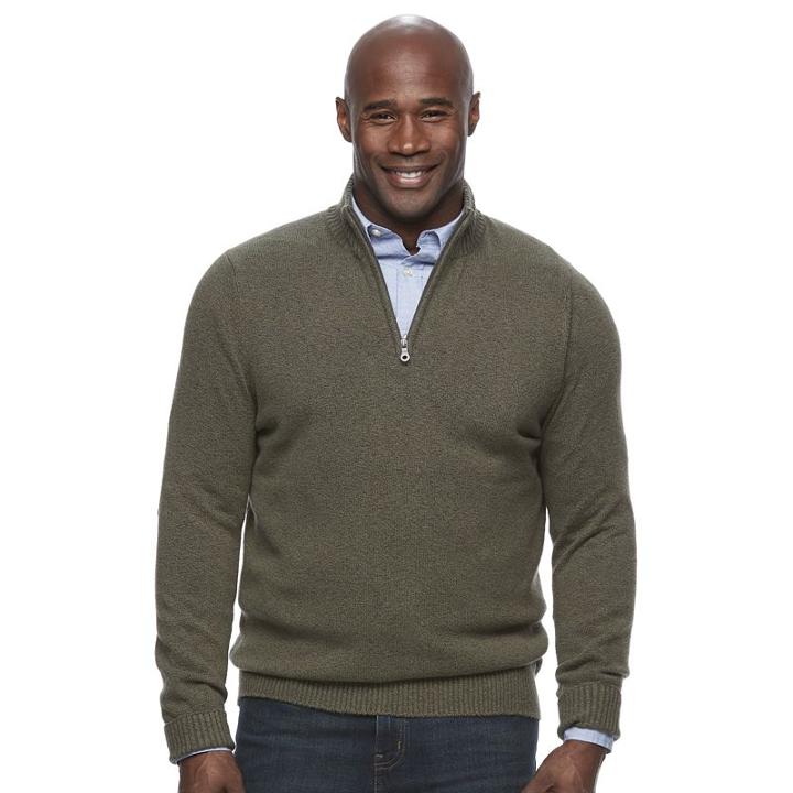 Big & Tall Croft & Barrow&reg; True Comfort Classic-fit Stretch Quarter-zip Sweater, Men's, Size: L Tall, Dark Green