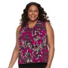 Plus Size Dana Buchman Printed Knot-front Top, Women's, Size: 3xl, Med Pink