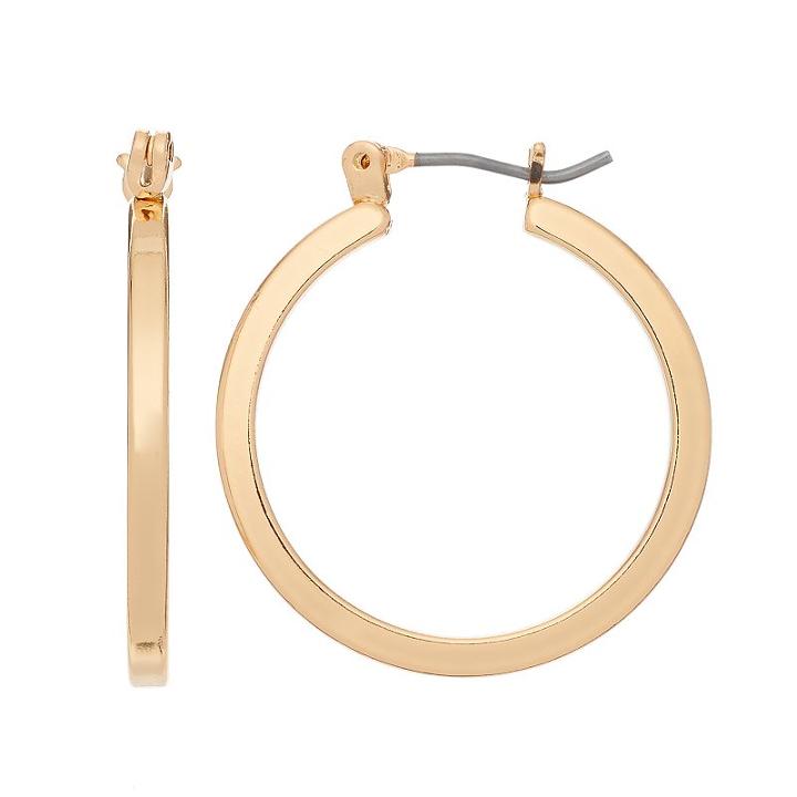 Napier Square Tube Nickel Free Hoop Earrings, Women's, Gold