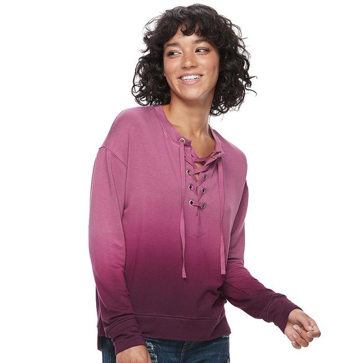 Juniors' Mudd&reg; Lace-up Sweatshirt, Teens, Size: Xs, Purple