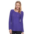 Women's Dana Buchman Mixed-stitch Cardigan, Size: Large, Brt Purple