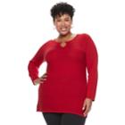 Plus Size Dana Buchman Keyhole Sweater, Women's, Size: 1xl, Med Red