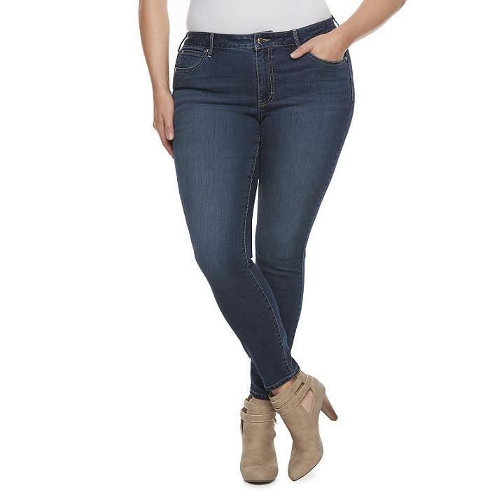 Plus Size Jennifer Lopez Skinny Jeans, Women's, Size: 18w Short, Dark Blue