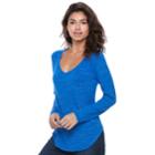 Juniors' So&reg; Long Sleeve V-neck Tee, Teens, Size: Large, Blue (navy)