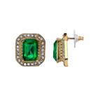 1928 Nickel Free Faceted Stone Rectangle Halo Stud Earrings, Women's, Green