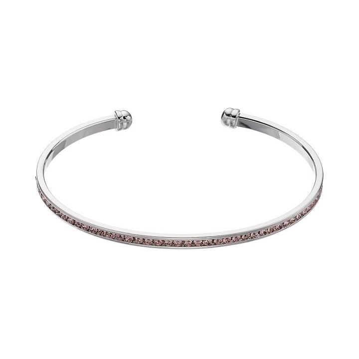 Brilliance Silver Plated Cuff Bracelet With Swarovski Crystals, Women's, Pink