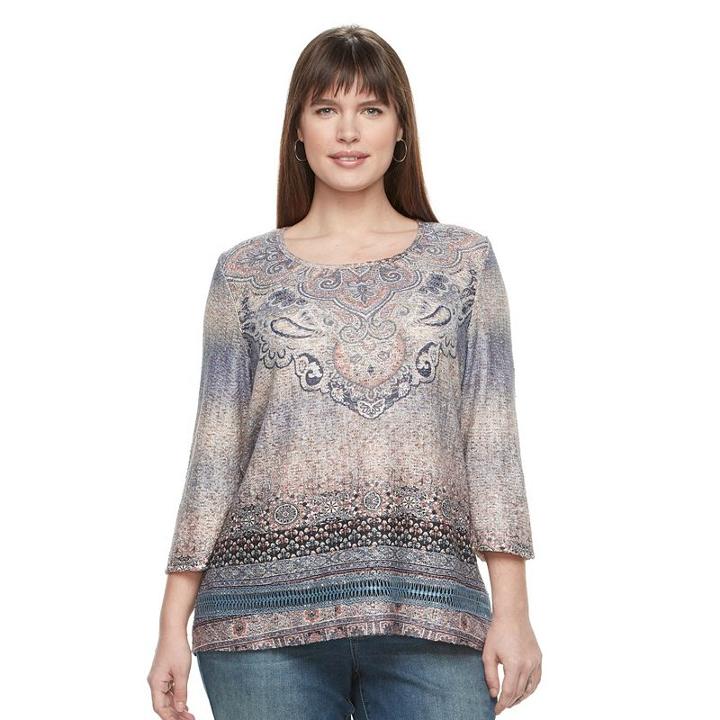 Plus Size World Unity Lace-back Scoopneck Top, Women's, Size: 0x, Med Beige