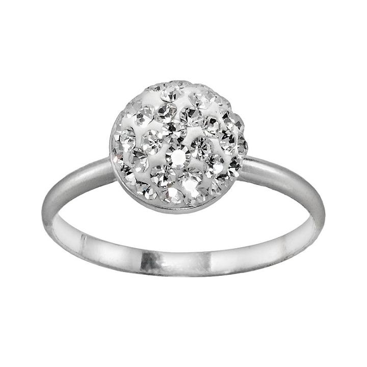 Sterling Silver Crystal Round Ring, Women's, Size: 9, Multicolor