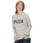 Juniors' Pizza, Tacos Raglan Reversible Top, Teens, Size: Medium, Light Grey