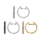 1/10 Carat T.w. Black & White Diamond Silver-plated & 14k Gold-plated Hoop Earring Set, Women's