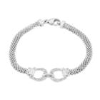 Cubic Zirconia Sterling Silver Mesh Bracelet, Women's, Size: 7.5, White